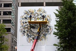 Belgian Artist Charlotte De Cock creates a Mural in the Center of Tokyo