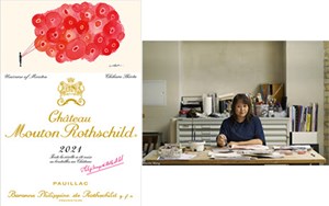 The Label for Château Mouton Rothschild 2021 illustrated by Chiharu Shiota