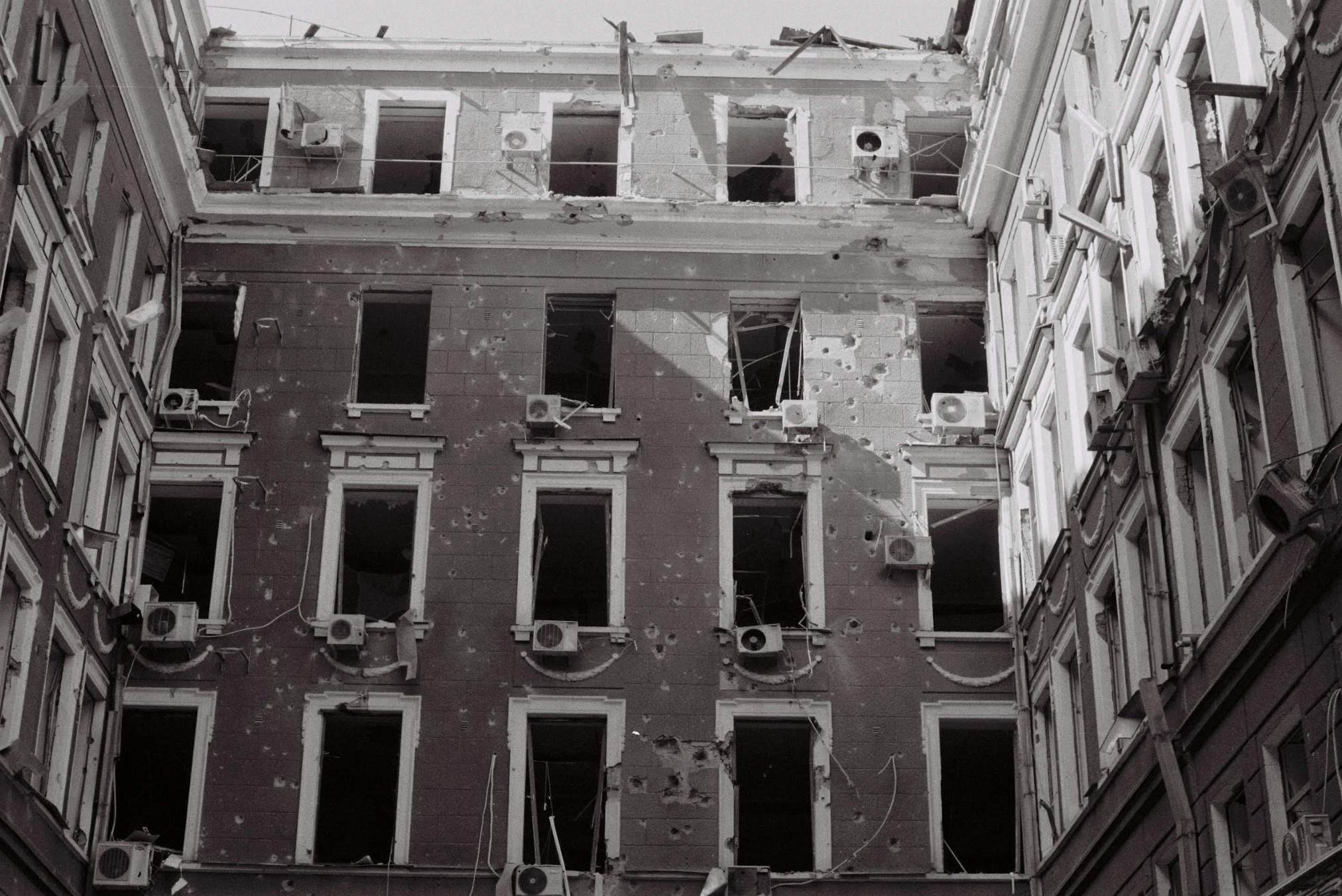 Anna Melnykova, "Palace of Labor (palats praci), architector I. Pretro, 1916", shot with analog Canon camera, 35 mm Fuji film in March 2022.