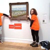 Young Supporters of Just Stop Oil Glue Themselves to a Van Gogh Painting