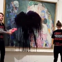 Eco-Activists Pour Black Liquid on Klimt Painting in Vienna Museum