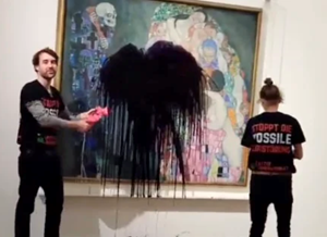 Eco-Activists Pour Black Liquid on Klimt Painting in Vienna Museum