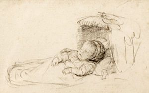 British Museum acquires Rembrandt Drawing, A Baby sleeping in a Cradle 