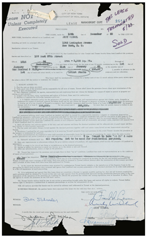 [ANDY WARHOL] OFFICIAL LEASE FOR THE ARTIST'S FIRST STUDIO 