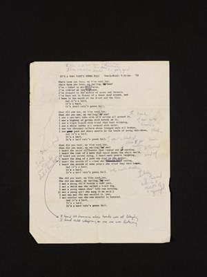 Bob Dylan’s Never-Before-Seen Draft for ￼￼A Hard Rain's A-Gonna Fall