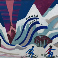 Ernst Ludwig Kirchner’s powerful expressionist winter landscape, Schneeberge mit Skiläufern